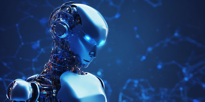 Ai robot 3D, chat bot or robotic automation assistant with artificial intelligence concept