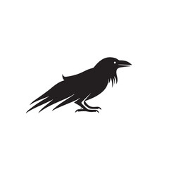 Fototapeta premium Raven in cartoon, doodle style. Image for t-shirt, web, mobile apps and ui. Isolated 2d vector illustration in logo, icon, sketch style, Eps 10. AI Generative