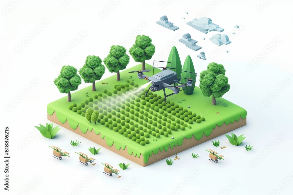 Aufkleber smart farming with drone crop management in small-scale farm layout using stock photo sensor and cul