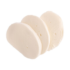 fresh italian mozzarella isolated, top view