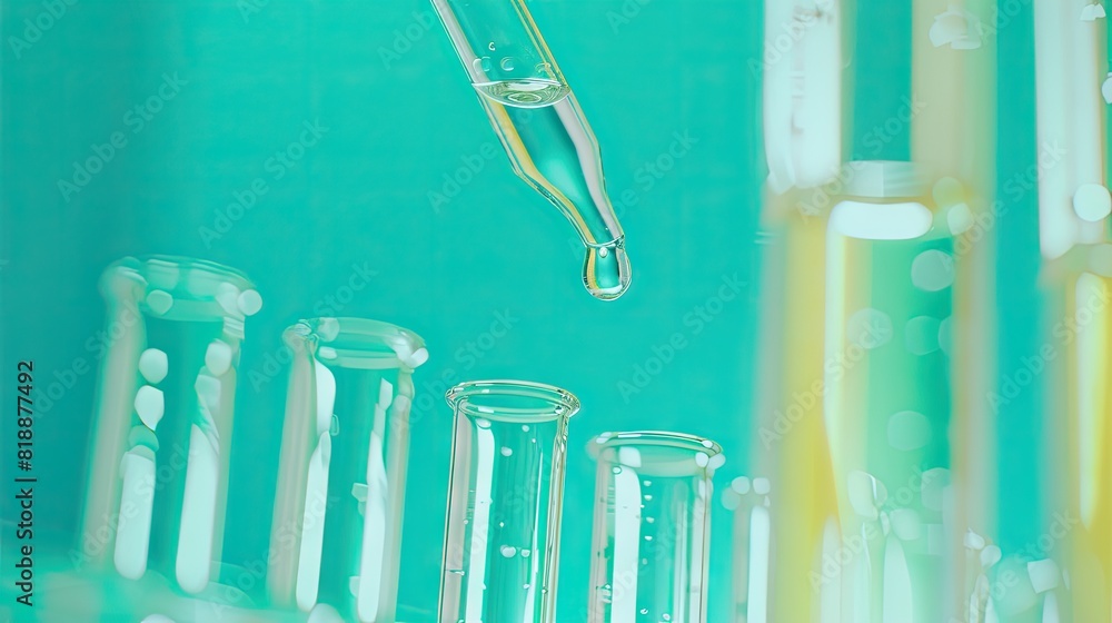 Poster elixir symphony: a row of test tubes filled with liquid