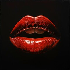 Lips painted in a striking classic red, the ultimate symbol of glamour and elegance