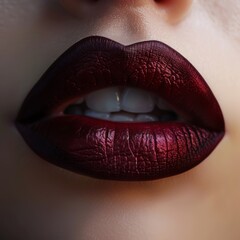 Fototapeta premium Rich, velvety burgundy lips, perfect for an evening look