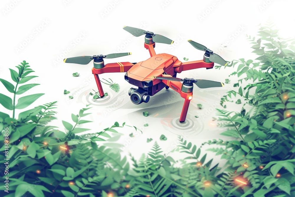 Poster smart farming with drone crop management in small-scale farm layout using stock photo sensor and cul