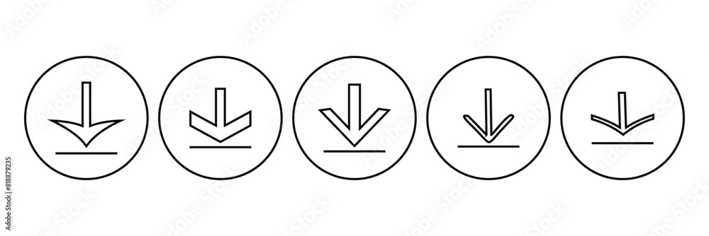 Poster download arrow set line icon. web and app button.