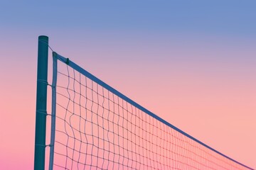 Minimalist Beach Volleyball Net Against a Pastel Sky - Serene Sports-Themed Decor