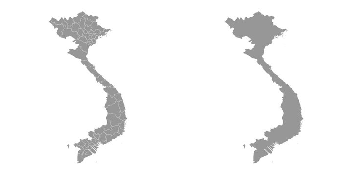 Vietnam map with administrative divisions. Vector illustration.