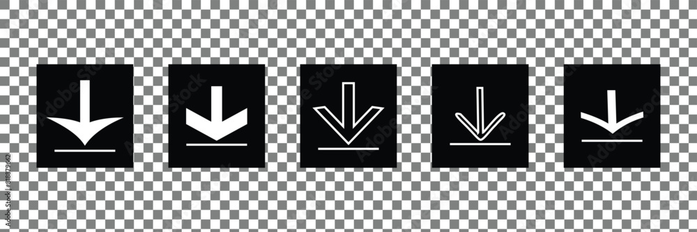 Poster download arrow set line icon. web and app button.