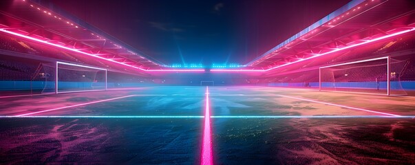 Neon Energized Sports Stadium for Promoting Athletic Gear and Products in a Futuristic and...