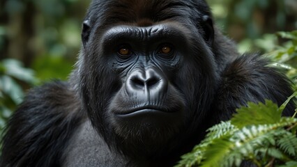 Naklejka premium Soulful Stare: A Majestic Portrait of the Silverback Gorilla