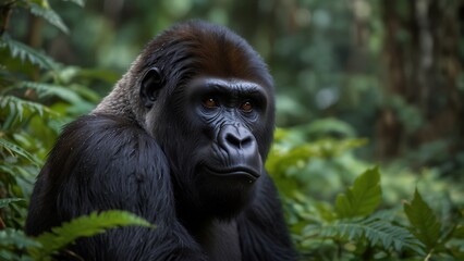 Obraz premium Wise Guardian: Captivating Eyes of the Silverback Gorilla