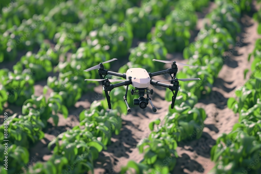 Aufkleber drone crop management in small-scale farm layout with stock photo sensor for cultivation and drone s