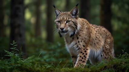 Naklejka premium Lynx Lore: A Glimpse into Nature's Enigmatic Hunter