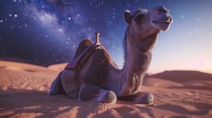 Majestic Camel Relaxing on Sandy Shore