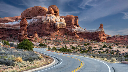 Beautiful rock mountains in the Utah Arches National park