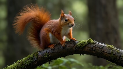 A red squirrel in the forest