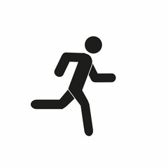 man running, pictogram, flat  illustration, silhouette of a human figure