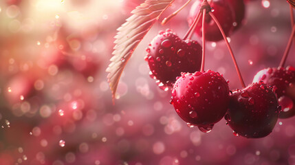 Juicy Cherry Delight Pink Red Background
