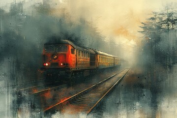 Train Travel Sketch Art Artistic sketch depicting the essence of train travel, blending creativity with a travel theme