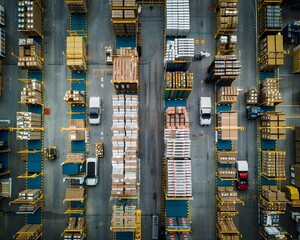 Bustling Aerial View of Online Order Fulfillment Warehouse Showcasing Logistics and E Commerce
