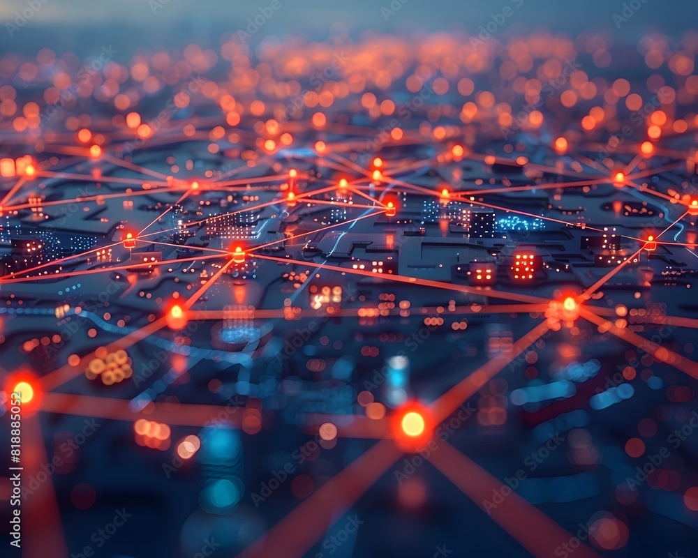 Aufkleber aerial view of bustling digital network abstract representation of the internet technology networkin