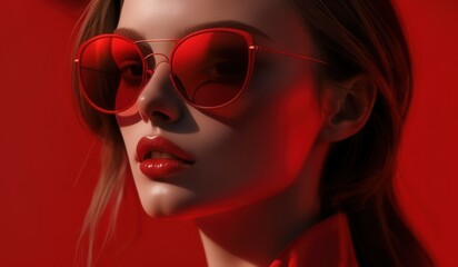 fashion model in sunglasses, beautiful young woman.