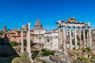 Naklejka premium Ruins of the Roman Forum at Palatino hill in Roma, Italy