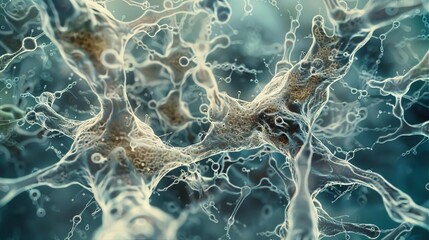 enchanting fungal network intricate hyphae intertwining in microscopic detail abstract nature background