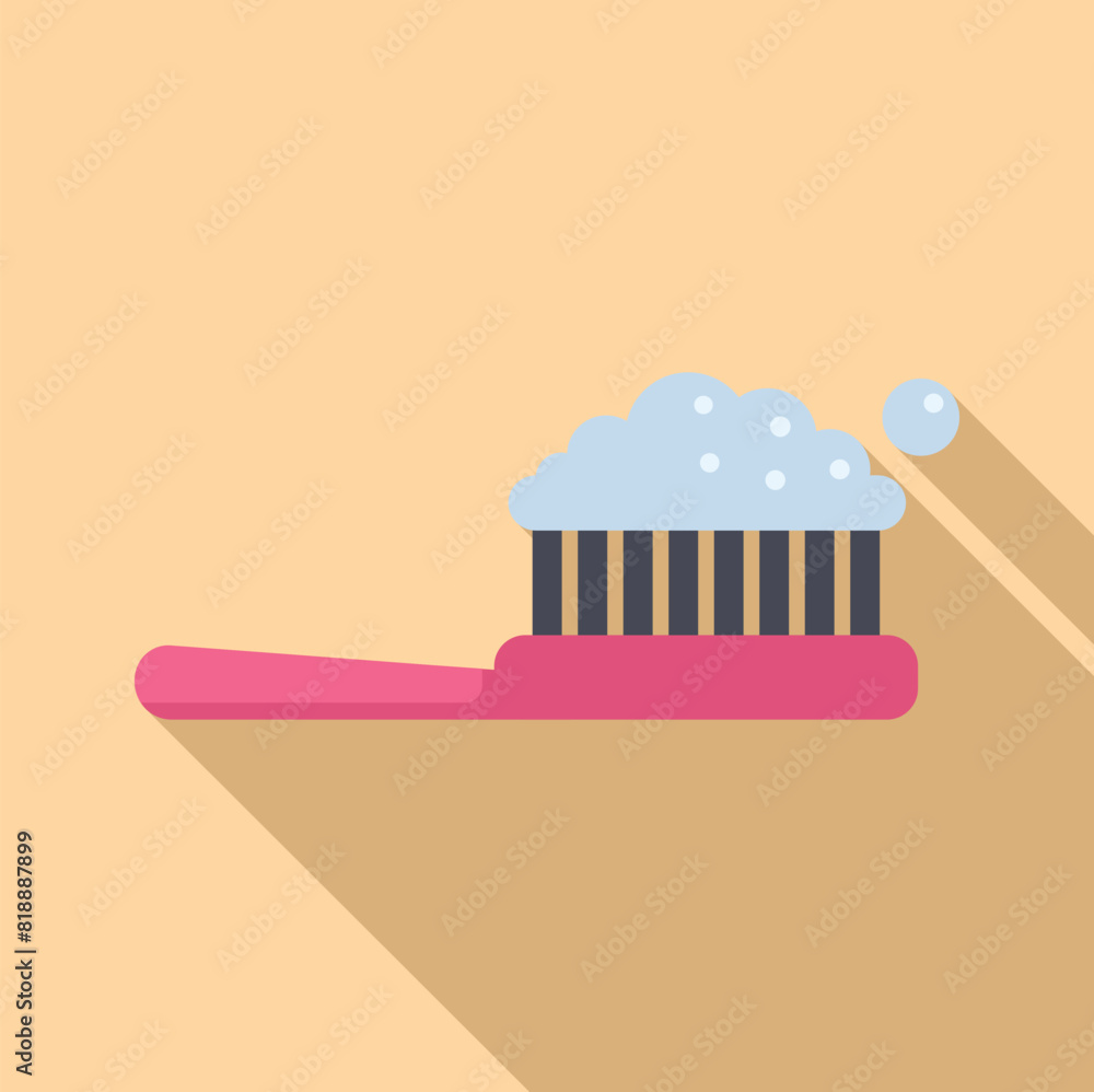 Poster minimalistic flat design icon featuring a toothbrush with toothpaste on a warm beige background