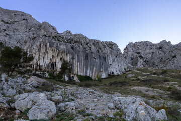 Beautiful trekking in Serra de Bèrnia ('El forat de Bernia') in the Mediterranean coast of Alicante and the Gulf of Valencia, Spain 