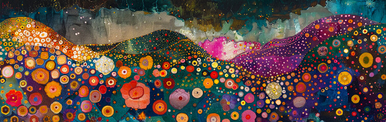 Abstract painting image of gorgeous flowers at night.