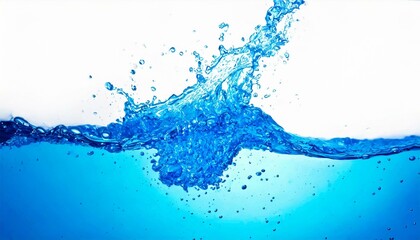 Close up blue Water splash with bubbles on white background. AI generated