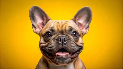 Portrait of young french bulldog dog smile on isolated background transparent background