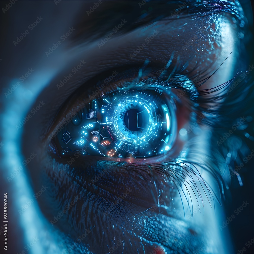 Poster biometric iris scanning for secure access and identification in futuristic cybersecurity technology