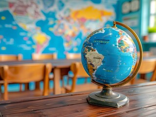 Classroom with Globe and Maps for Hands On Geography Education and Learning