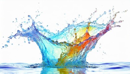 colorfull water splash isolated on white background ai generative