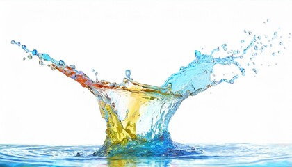 colorfull water splash isolated on white background ai generative