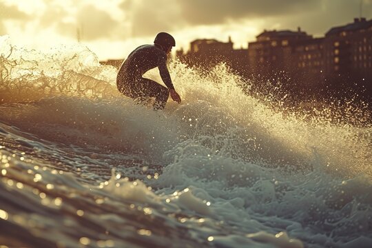 A thrilling wakeboarding session behind a speedboat, as the wakeboarder catches air and performs tricks