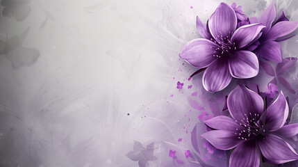 Abstract spring purple flowers background with copy for space text