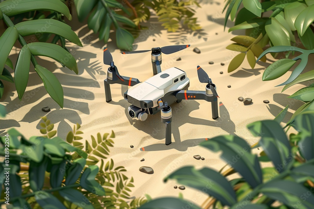 Poster view of agricultural fields with drone technology for advanced crop management and efficient design 