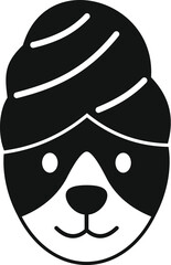 Simple black and white illustration of a cartoon panda s face, perfect for logos or children designs