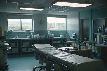 A serene medical setting with a stethoscope on a green mat, handwritten notes, and a window letting in soft light