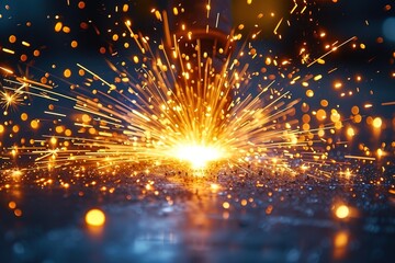 Automotive Manufacturing Welding Sparks Sparks flying during the welding process in automotive manufacturing