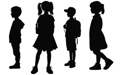 Back to school illustration Kids going to school children cut file Kids silhouette
