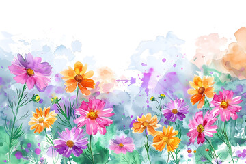 Watercolor transvaal daisies on a white background