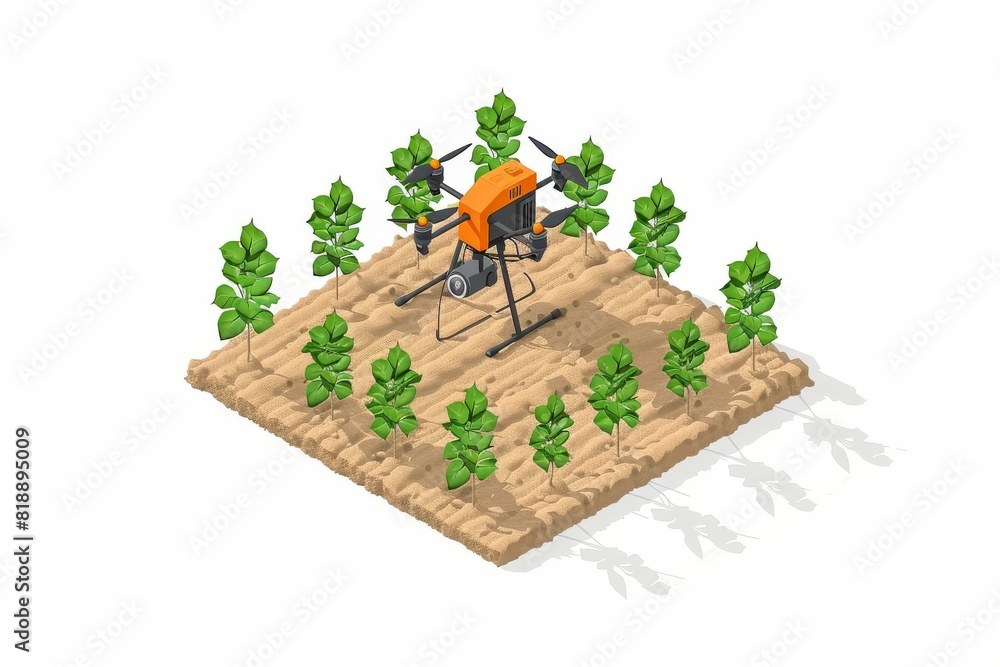 Poster view of agricultural fields with drone technology for advanced crop management and efficient design 