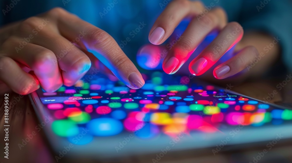 Aufkleber tech-savvy gesture depict a mans finger tapping on a touchscreen display with confidence, symbolizin