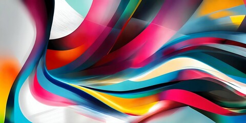 colorful abstract composition with wavy lines in a variety of colors