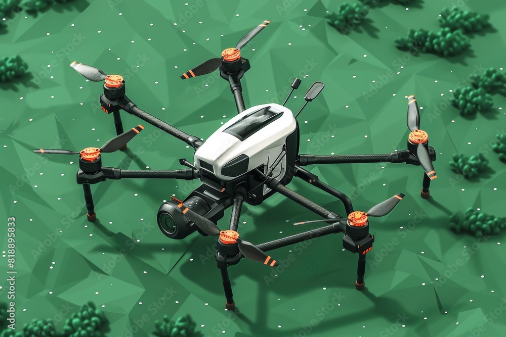 Poster automated farming technology with automated vegetation mapping for crop production using vector illu
