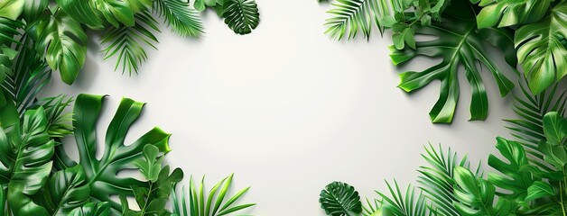 white tropical leaves background, place for text